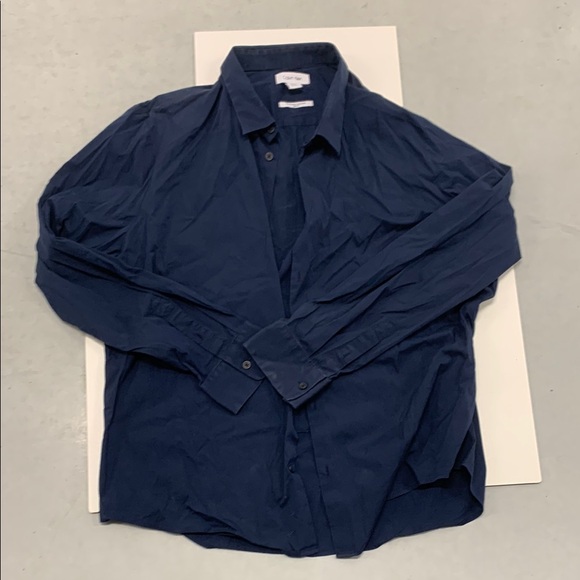Calvin Klein Navy Blue Button-Up Shirt - Picture 1 of 5